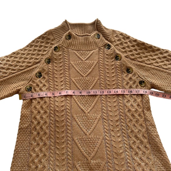 NWOT Pilcro Anthropologie Sz S Tan Gold Metallic Cable Knit Tunic Sweater - Picture 9 of 11
